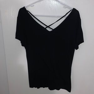 Black cris-cross neckline